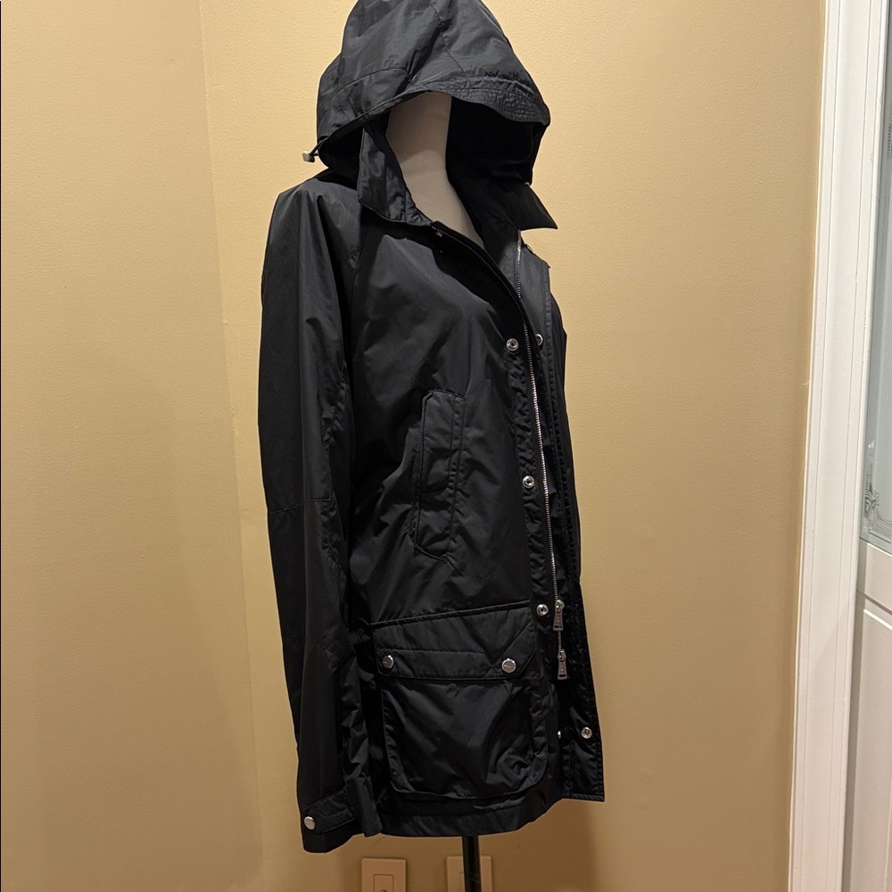Black Hooded Rain Jacket